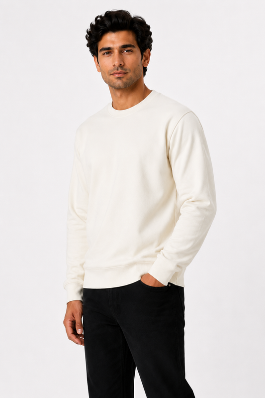 Off-White French Terry Full Sleeve Round Neck Tee