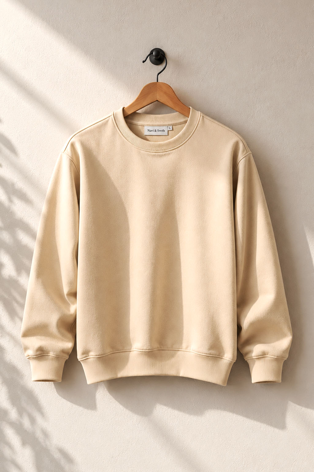 Warm Beige French Terry Full Sleeve Round Neck Tee