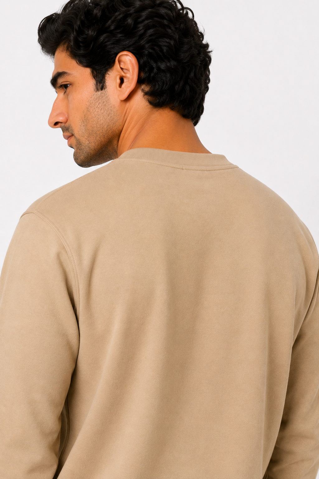 Warm Beige French Terry Full Sleeve Round Neck Tee