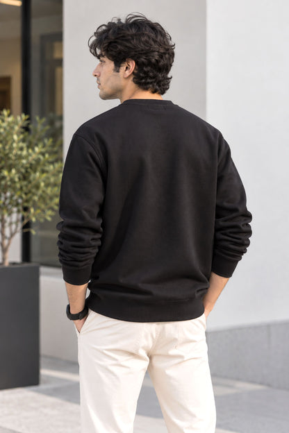 Special Black French Terry Full Sleeve Round Neck Tee