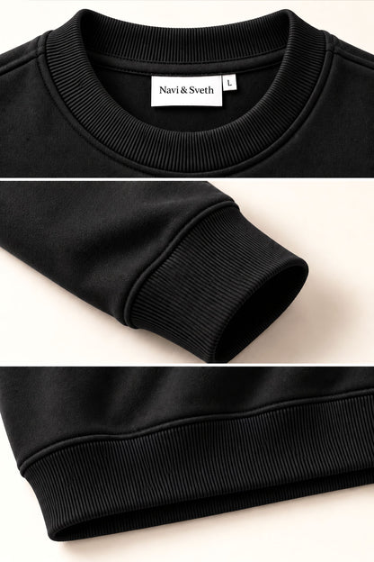 Special Black French Terry Full Sleeve Round Neck Tee