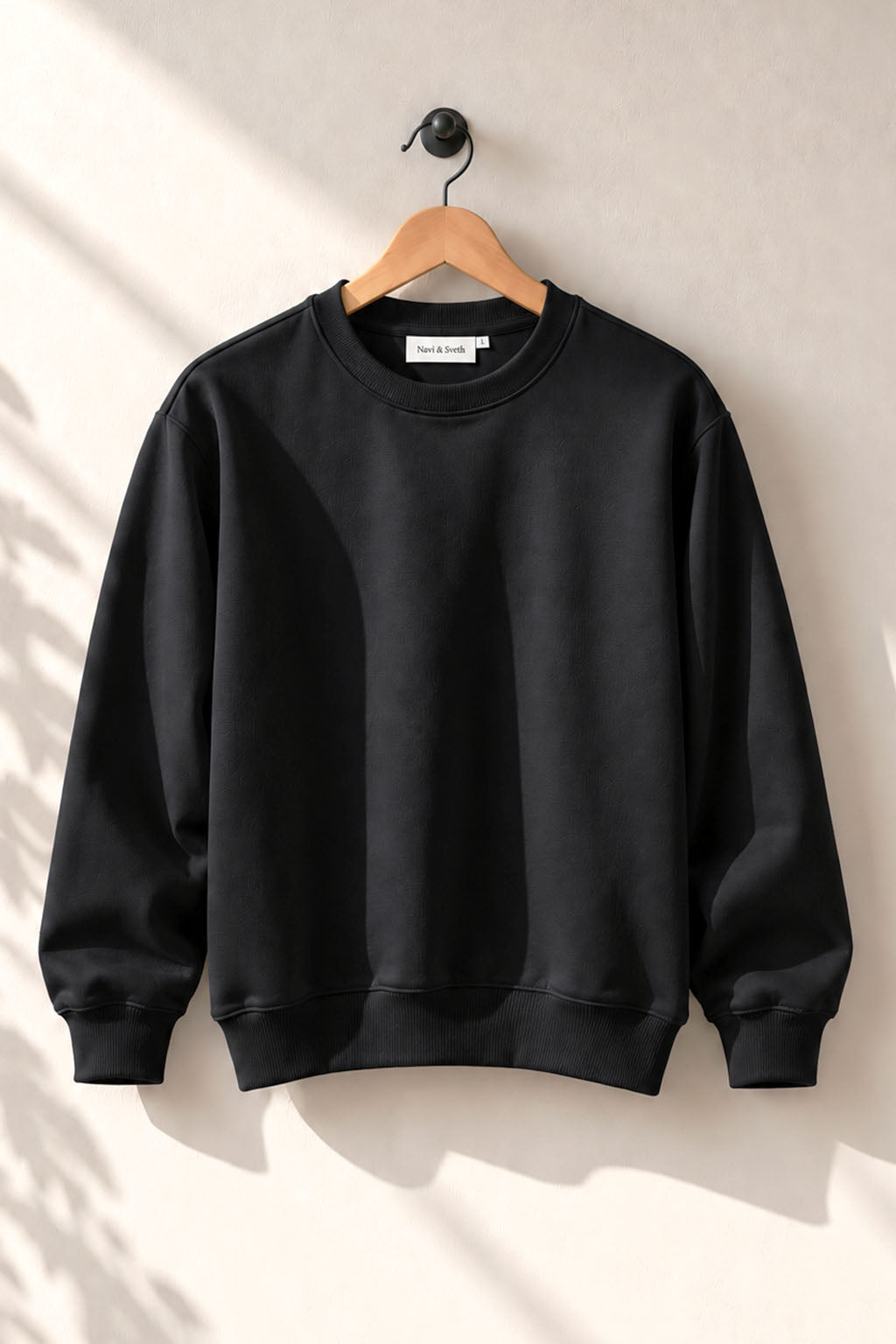 Special Black French Terry Full Sleeve Round Neck Tee