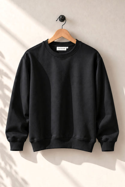 Special Black French Terry Full Sleeve Round Neck Tee