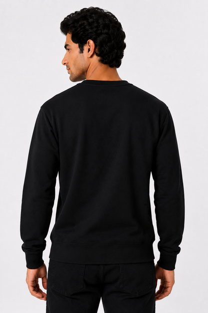 Special Black French Terry Full Sleeve Round Neck Tee