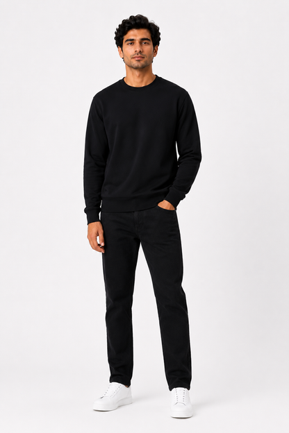 Special Black French Terry Full Sleeve Round Neck Tee
