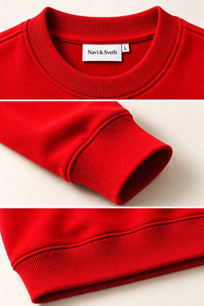 Special Red French Terry Full Sleeve Round Neck Tee