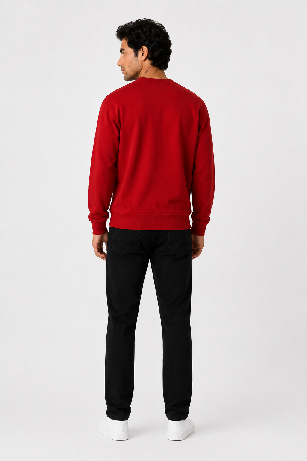 Special Red French Terry Full Sleeve Round Neck Tee