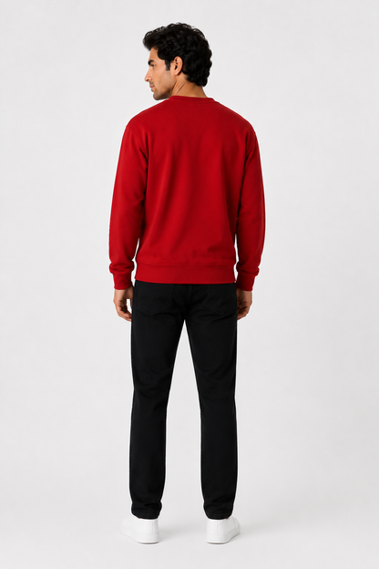 Special Red French Terry Full Sleeve Round Neck Tee