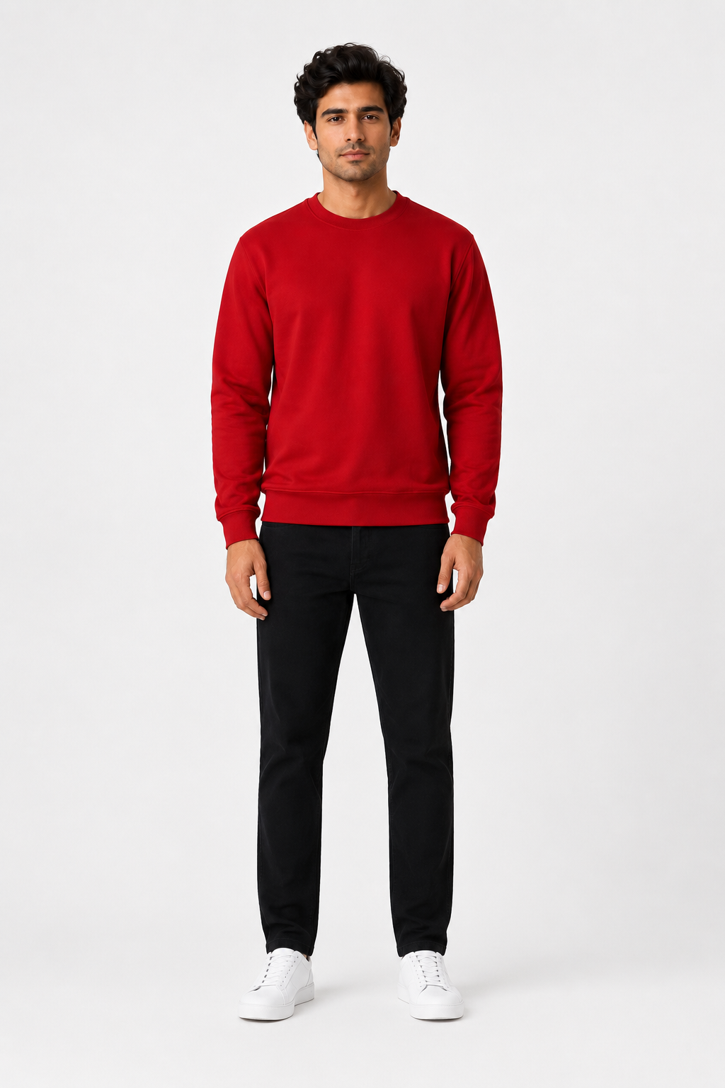 Special Red French Terry Full Sleeve Round Neck Tee