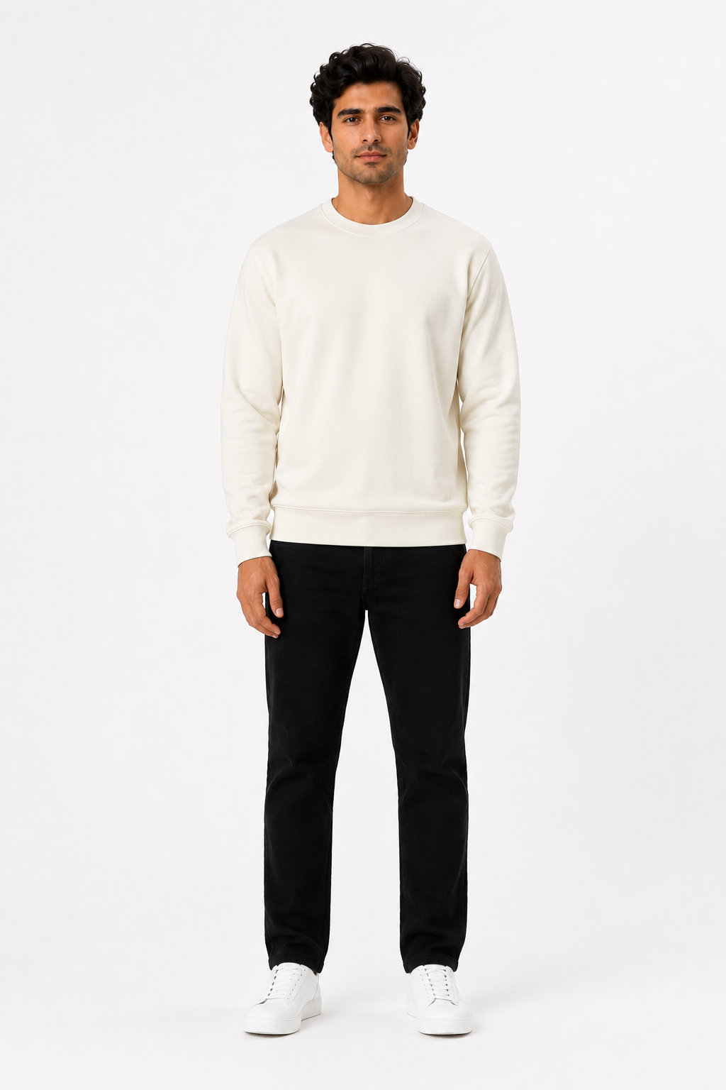 Off-White French Terry Full Sleeve Round Neck Tee