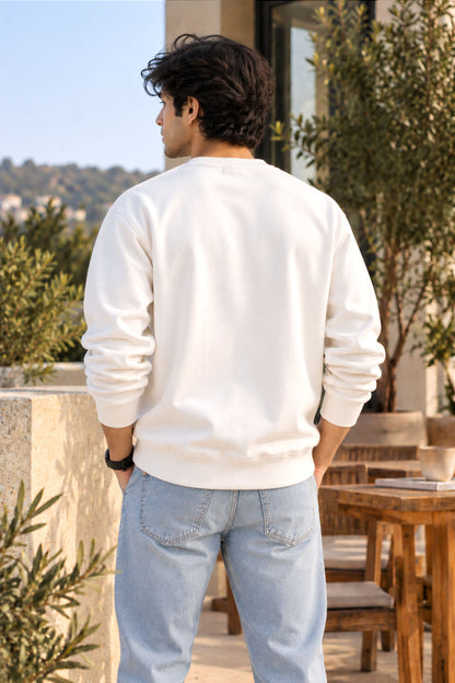 Off-White French Terry Full Sleeve Round Neck Tee