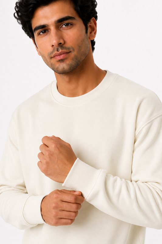 Off-White French Terry Full Sleeve Round Neck Tee